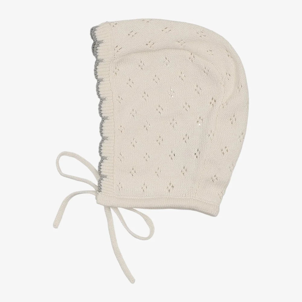 Diamond Pointelle Bonnet - Cream/Blue