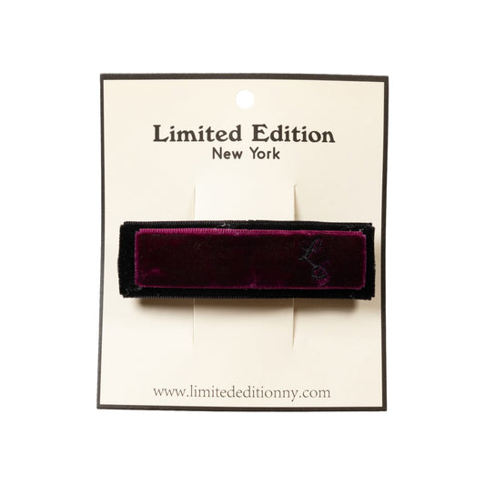 Two Tone Velvet Barrette - Burgundy and Black
