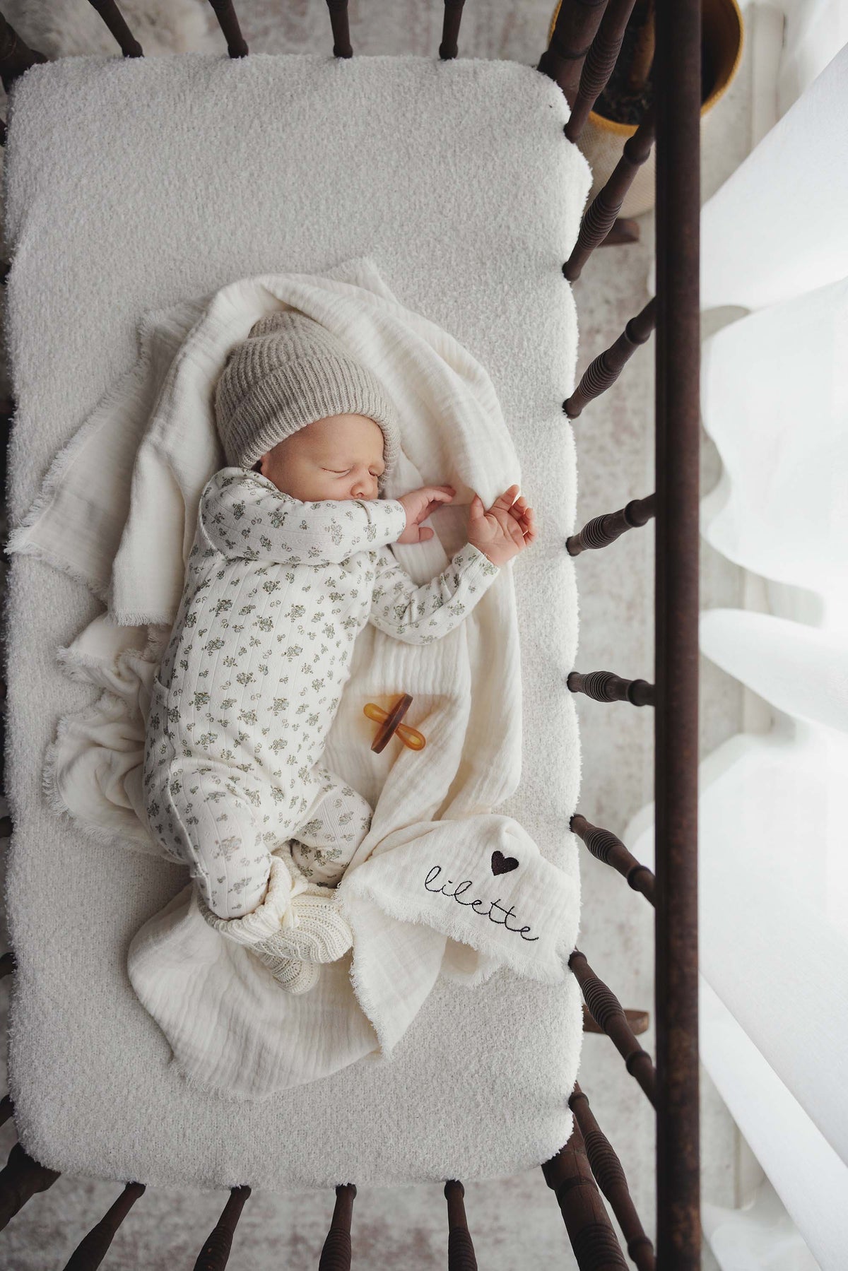 Garden Cluster Print Layette Set - Cream/Blue
