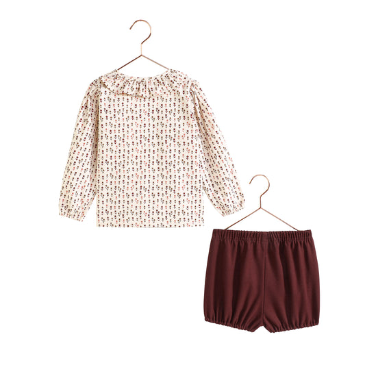 Emerson Baby Girl Shirt + Bloomers Set - Burgundy/Floral