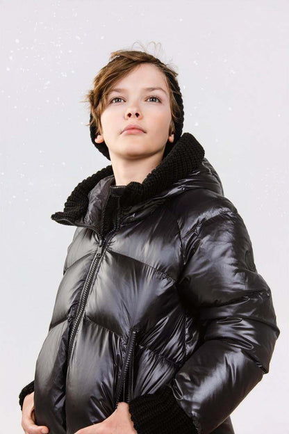 Knit Hood Puffer — Black