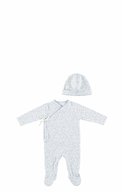 Iver Wrap Overall And Hat - Blue Leaves