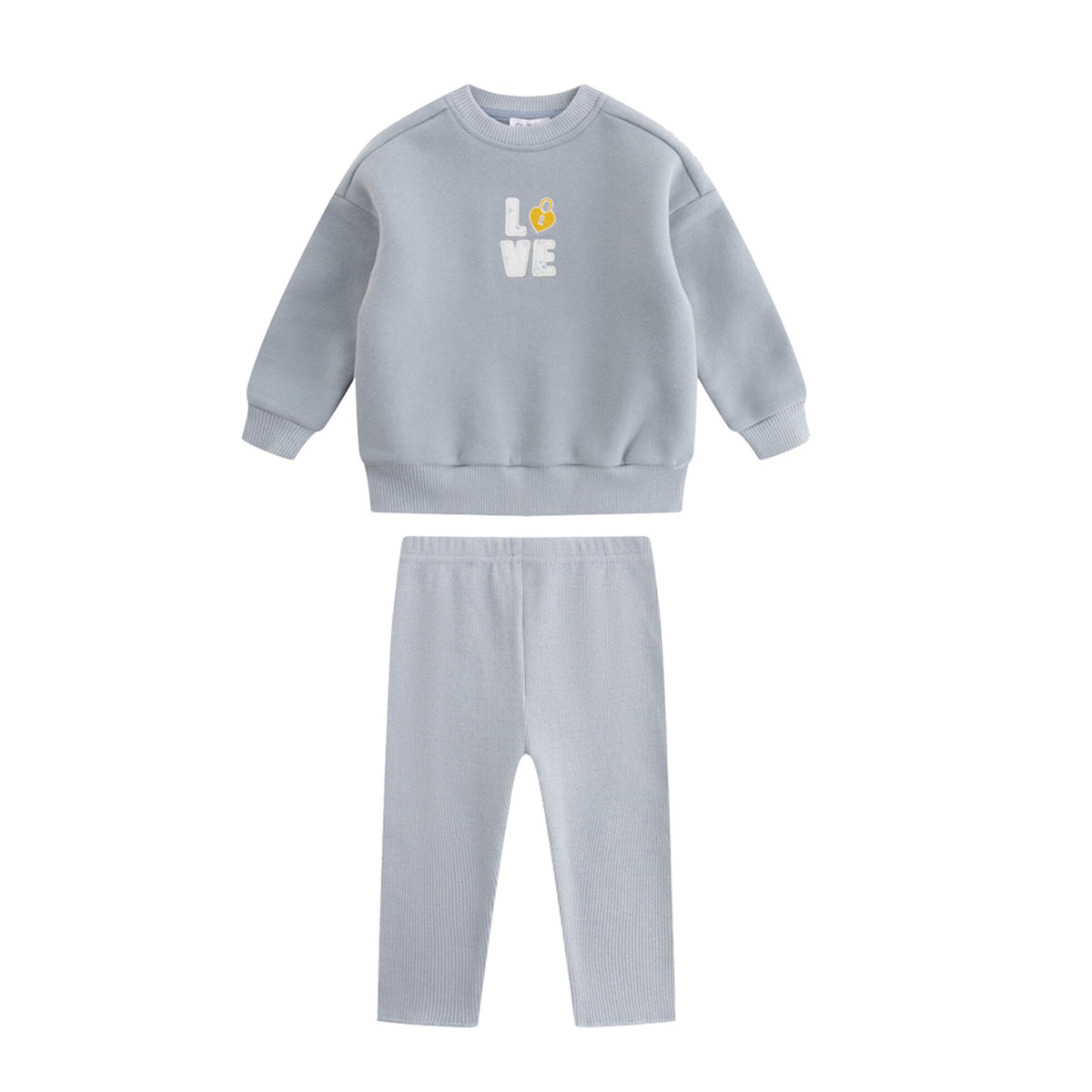 Love Patchwork Sweat Set - Blue