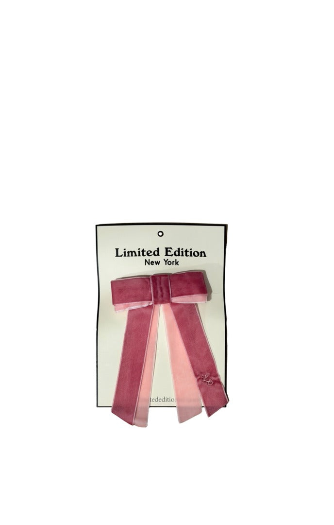 Two Tone Velvet Bow- Small, Pink