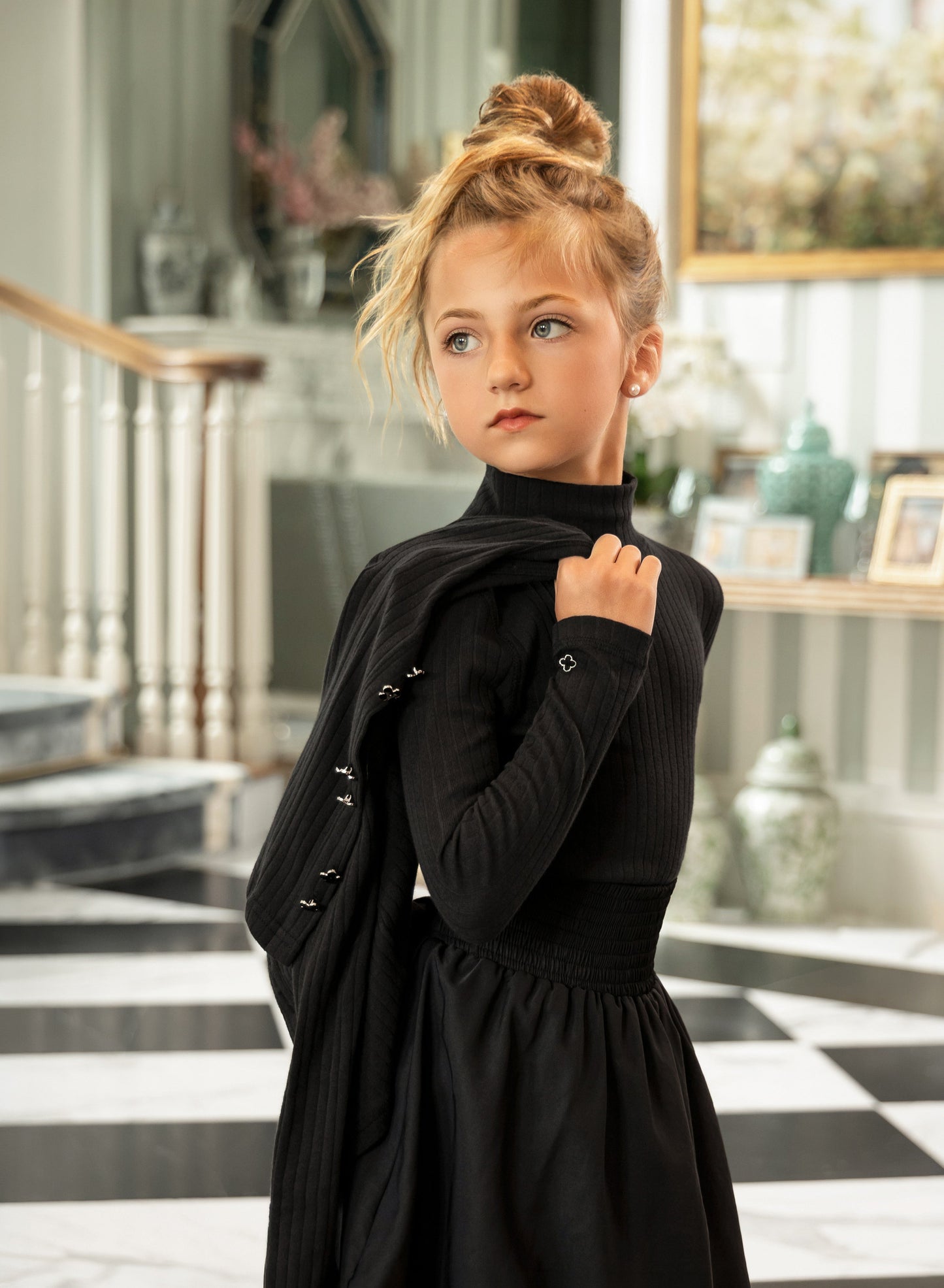 Pointelle Turtleneck - Black