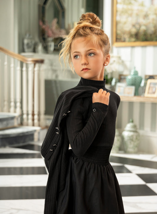 Pointelle Turtleneck - Black