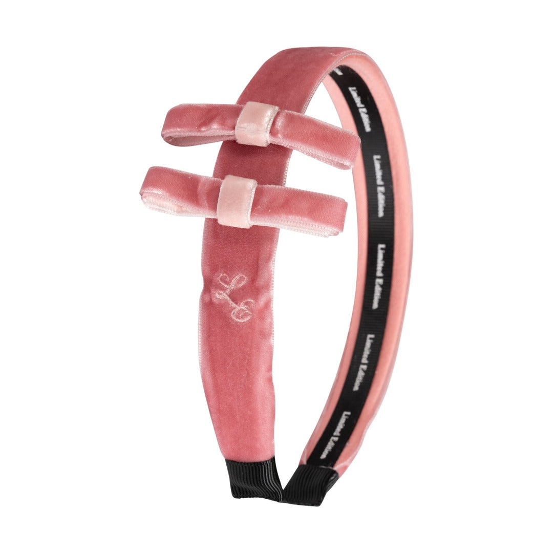 Two Tone Velvet Bow  Headband - Pink