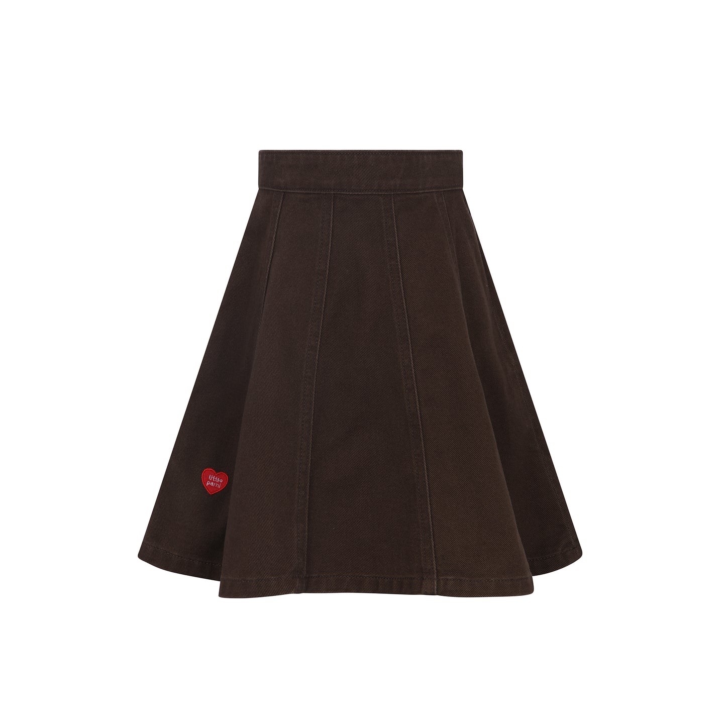 Heart Denim Skirt - Brown Denim