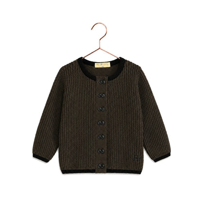 Lucas Baby Boy Knit Cardigan Sweater - Brown/Black