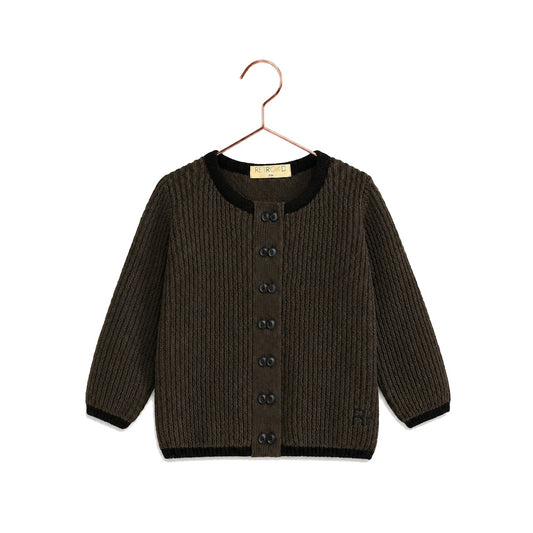 Lucas Baby Boy Knit Cardigan Sweater - Brown/Black