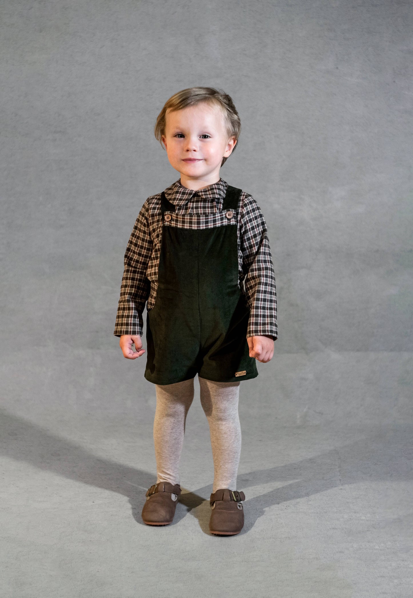 Velvet Contrasting Dungaress 9.2 - Moss Green