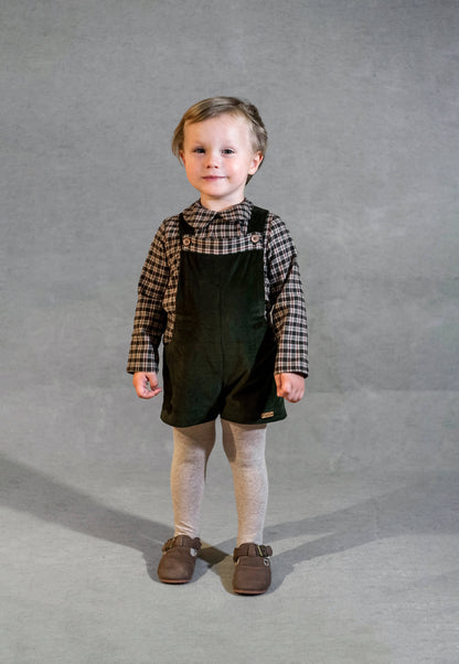Velvet Contrasting Dungaress 9.2 - Moss Green