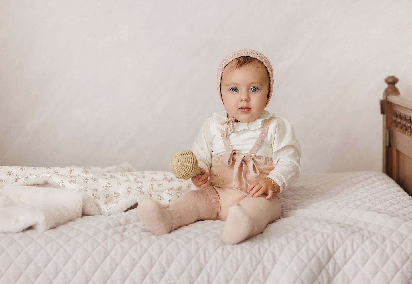 Knit Tied Suspender Overalls - Rose
