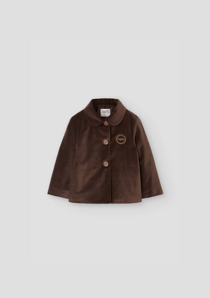 Velvet Coat With Shirt Style Collar 63.2 - Brown