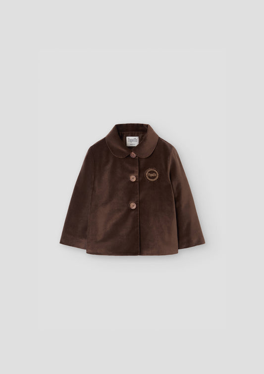 Velvet Coat With Shirt Style Collar 63.2 - Brown