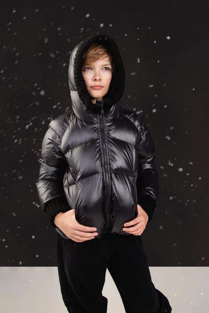 Knit Hood Puffer — Black