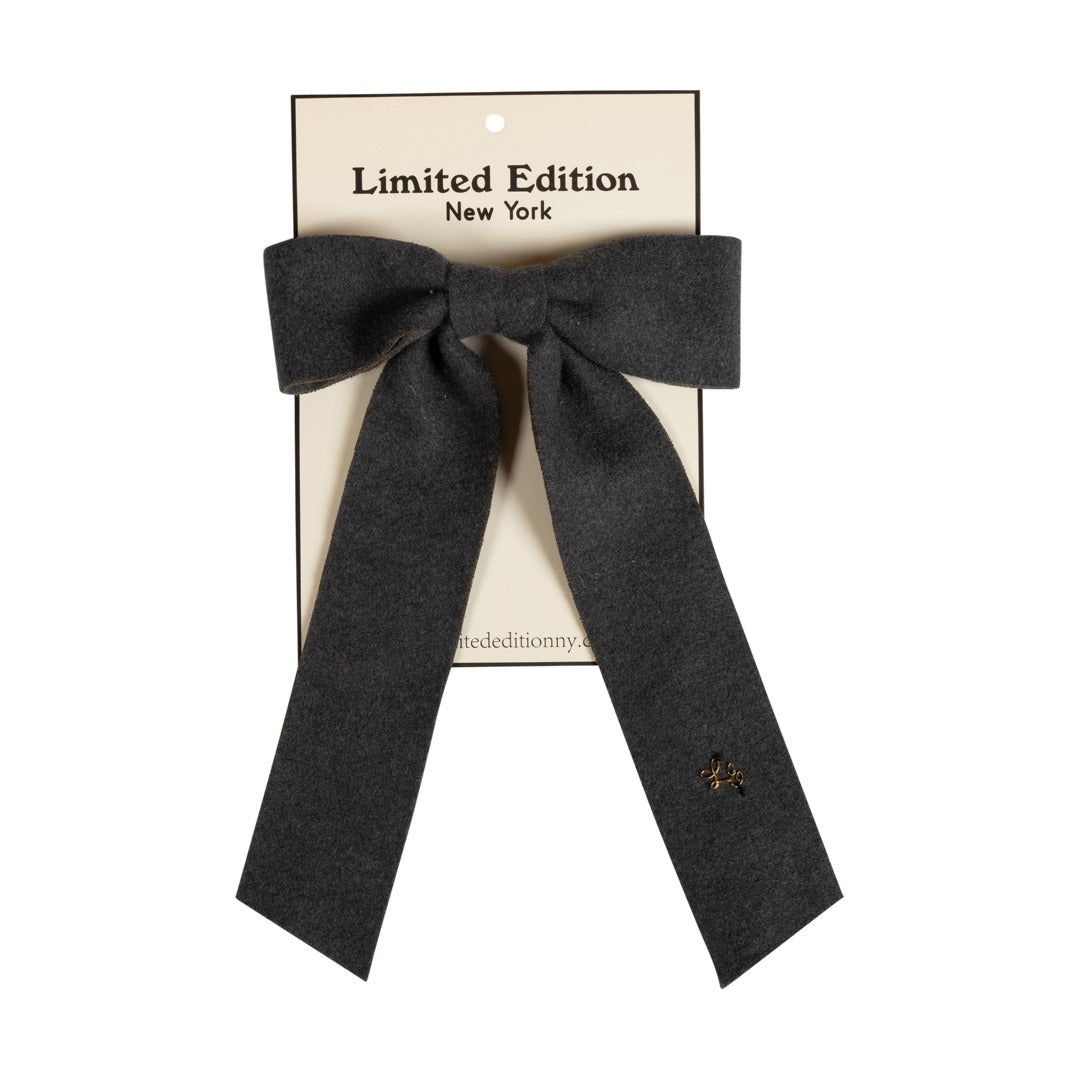 Brushed Wool Bow - Gray