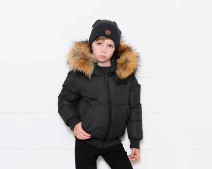 Bomber with Kangaroo Pocket - Black