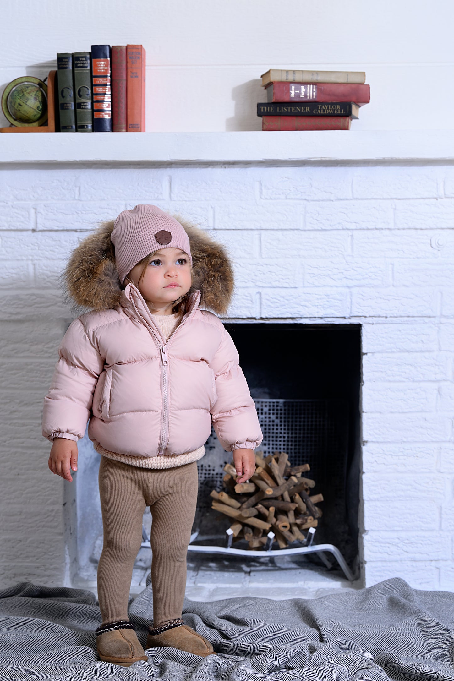 Baby Jacket with Furry Patch - Stone