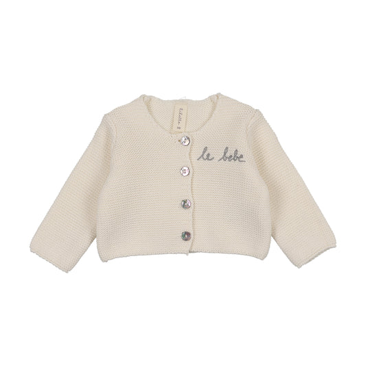 Le Bebe Knit Cardigan - Cream/Blue