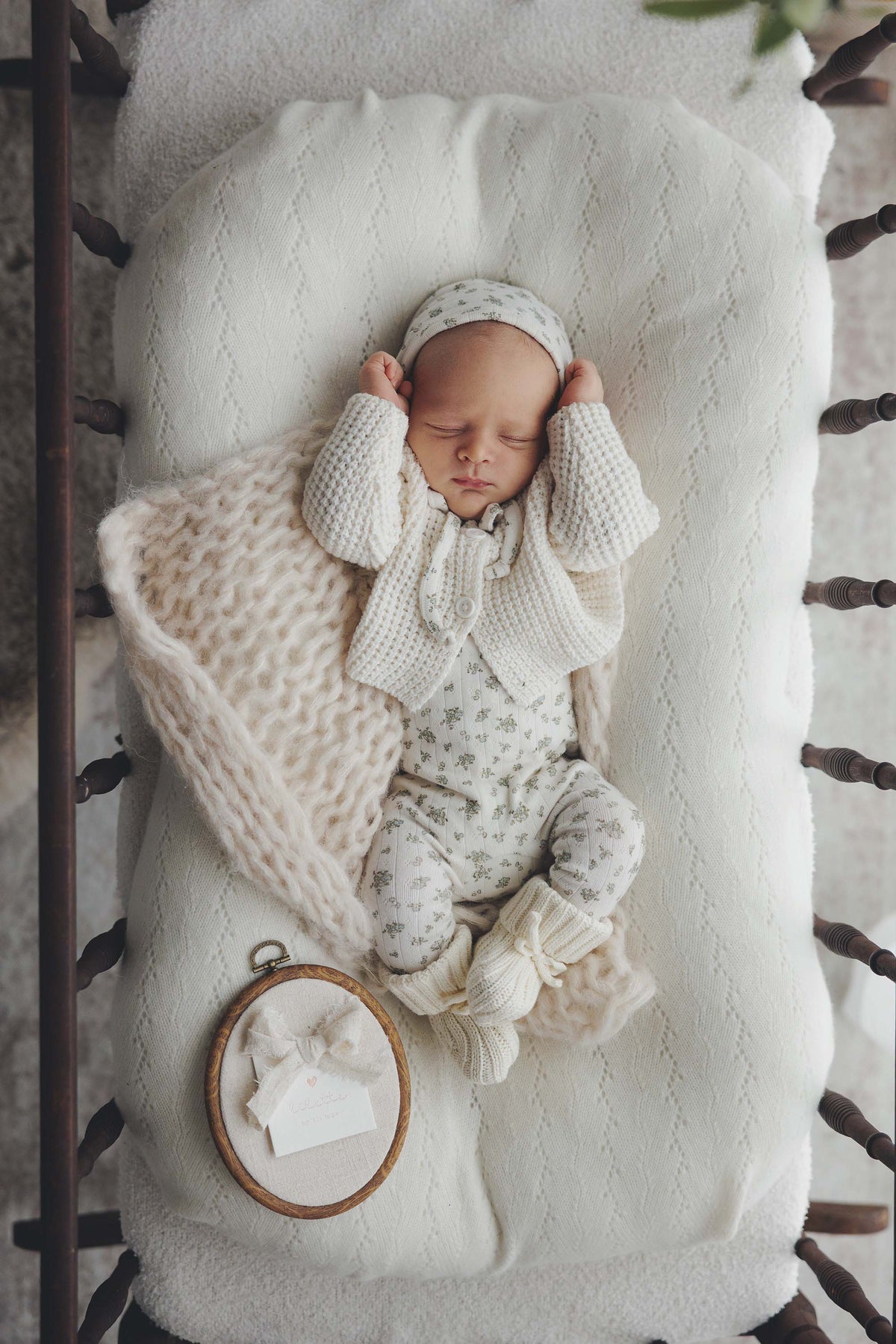 Garden Cluster Print Layette Set - Cream/Blue