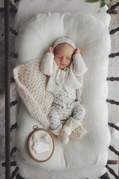 Garden Cluster Print Layette Set - Cream/Blue