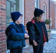 Winter Puffer Coat drawstring piping detail - Black