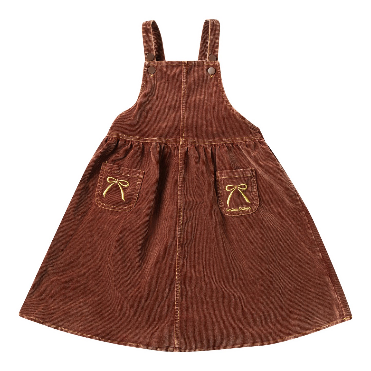 Embroidered Bow Pinafore Jumper-Brick