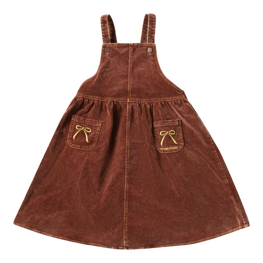 Embroidered Bow Pinafore Jumper-Brick