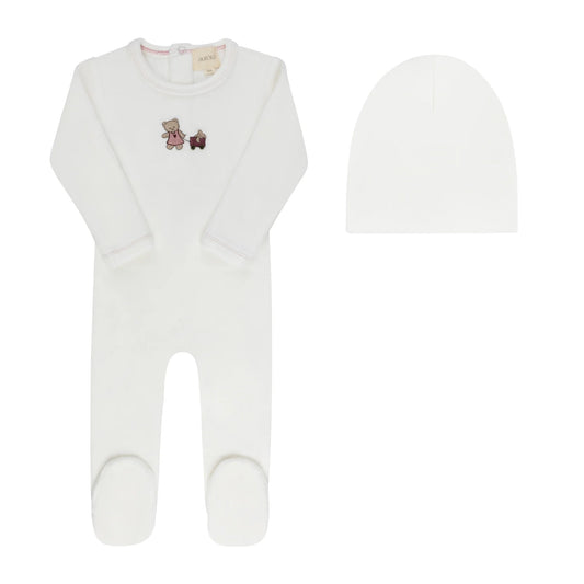 Aura Bear Footie And Beanie - Sand