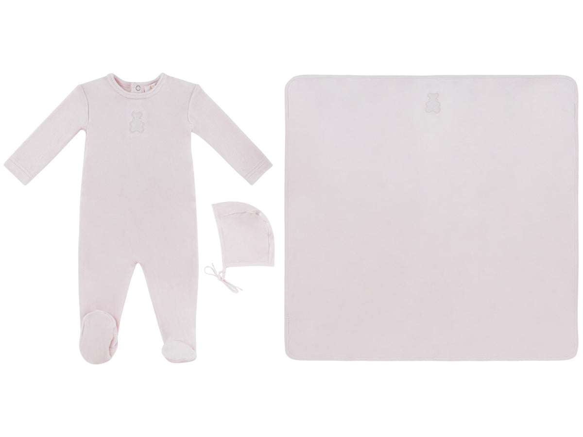 Bebe Pointelle Footie, Hat & Blanket Set - Pink