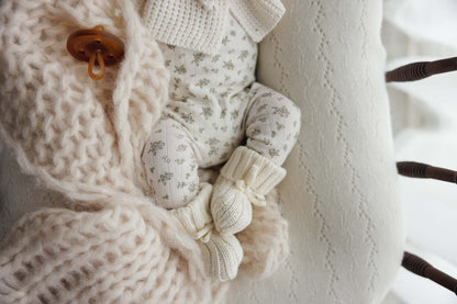 Garden Cluster Print Layette Set - Cream/Blue
