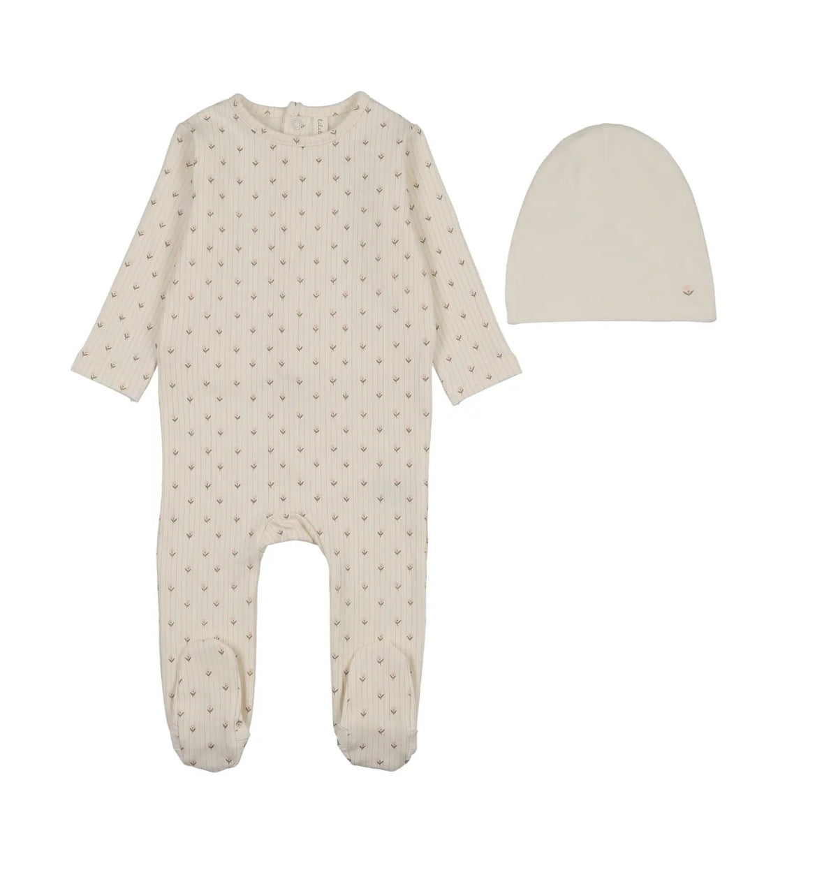 Stripe Print Footie Set - Cream/Pink