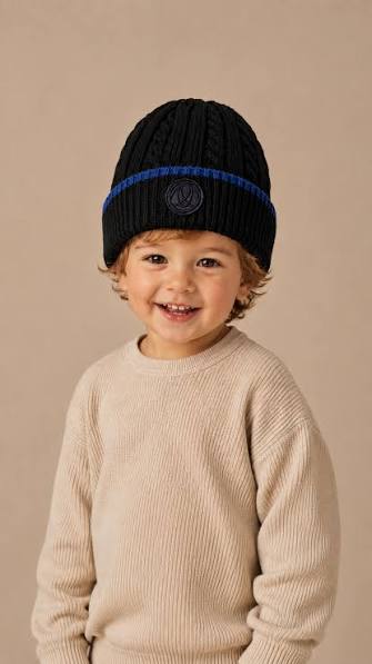 Knit Beanie — Black/Blue