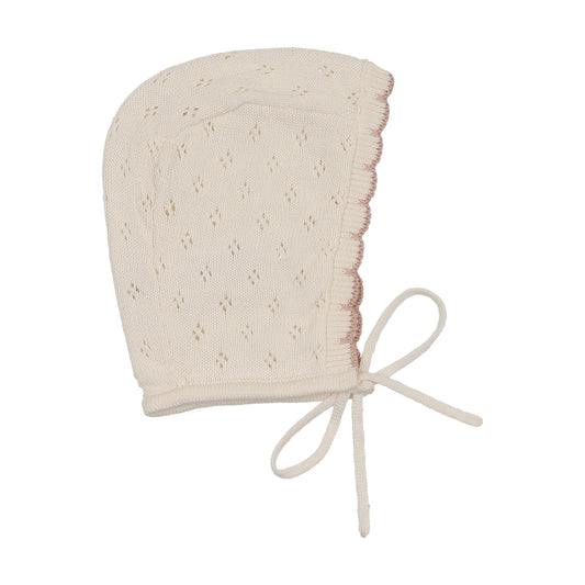 Diamond Pointelle Bonnet - Cream/Pink