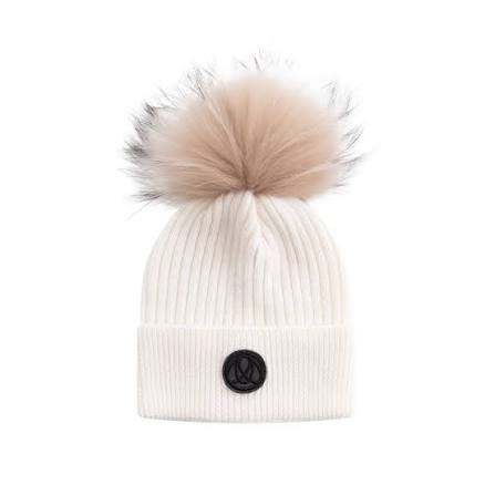 Fox Fur Pom Pom Hat — White