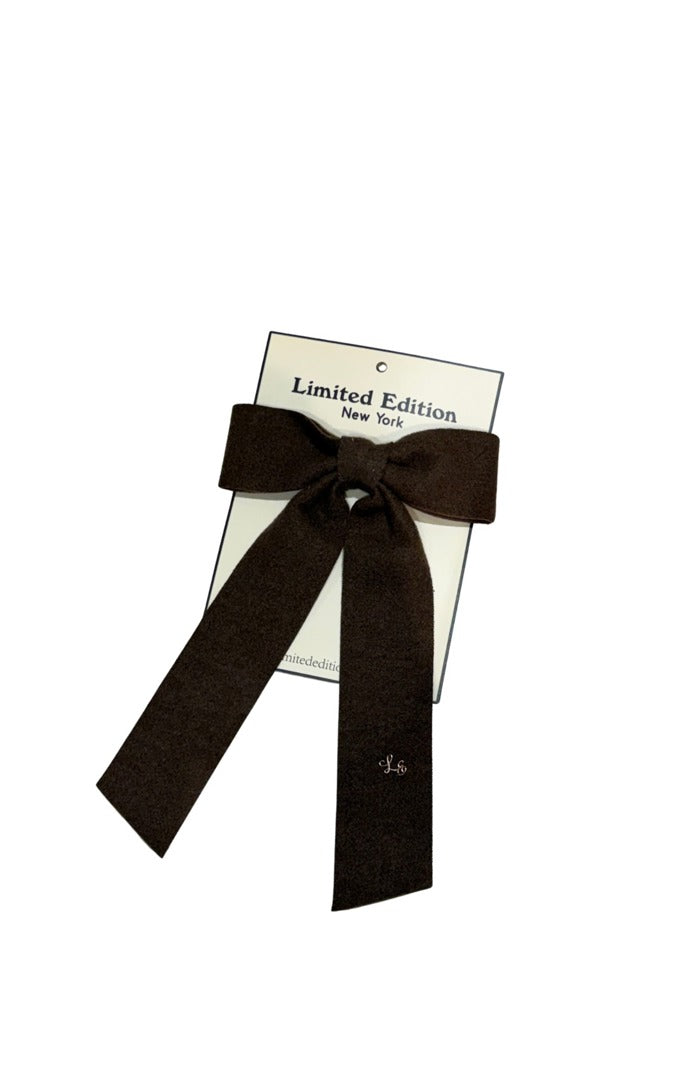 Brushed Wool Bow - Chocolate