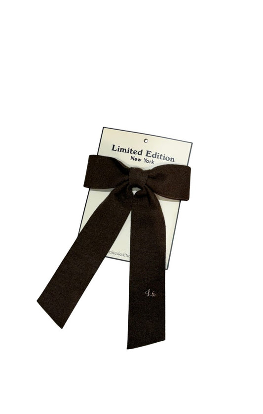 Brushed Wool Bow - Chocolate