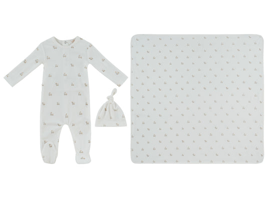 Petits Amis Footie, Hat & Blanket Set - Blue