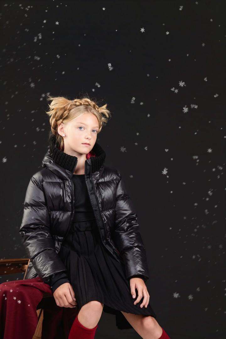 Long Jacket Knit Hood — Black