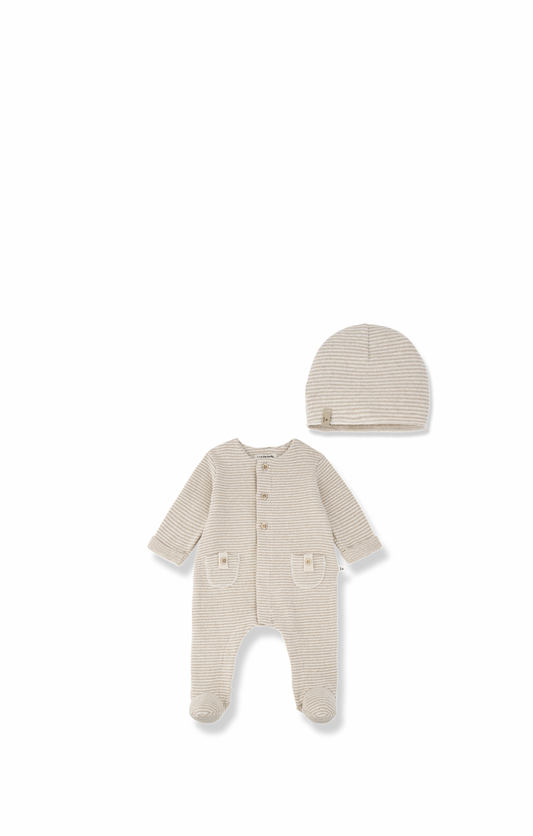 Metz Jumpsuit With Feet And Hat - Beige