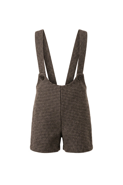 Pants With Suspender - Brown Houndstooth