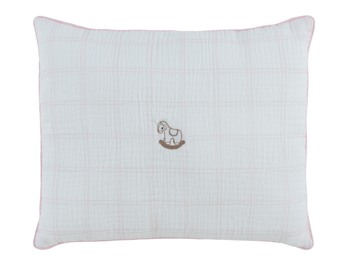 Whinny Plaid Throw Pillow - Pink