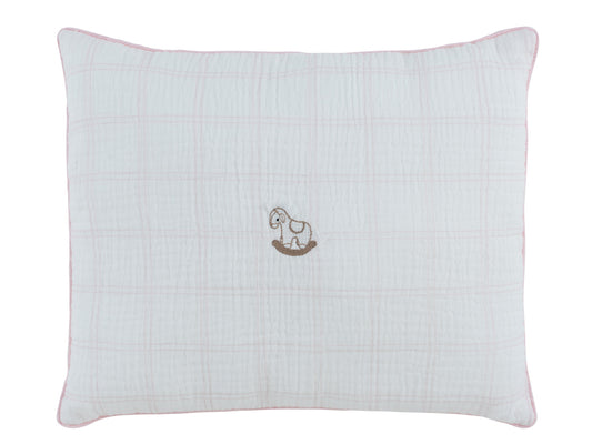 Whinny Plaid Throw Pillow - Pink