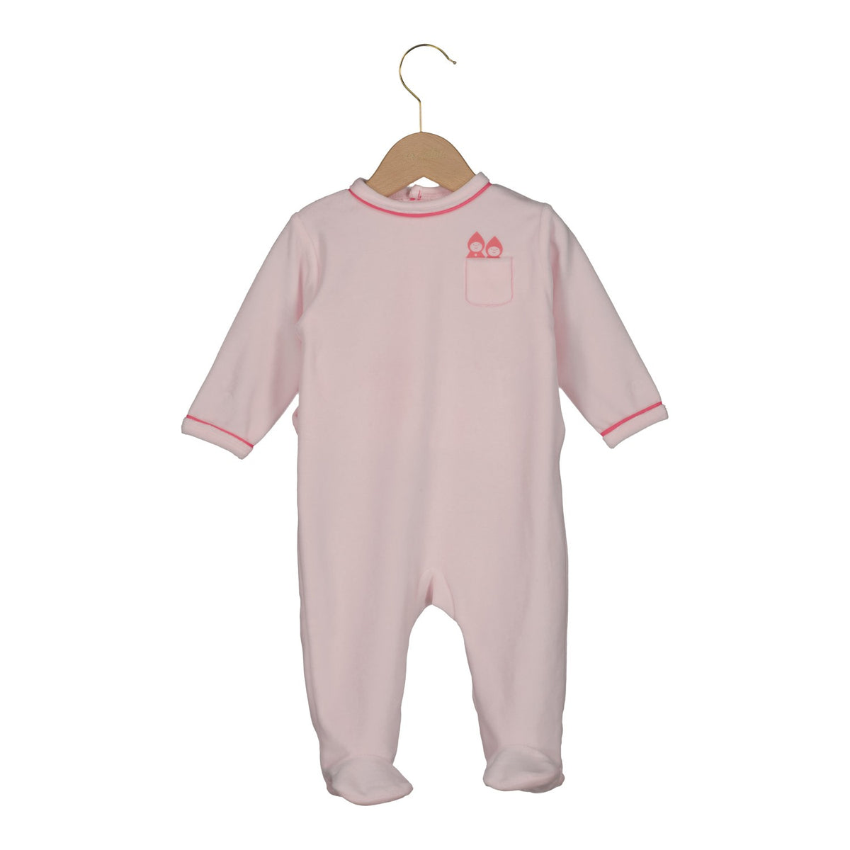 Velour Lutin Pocket Footie - Pink