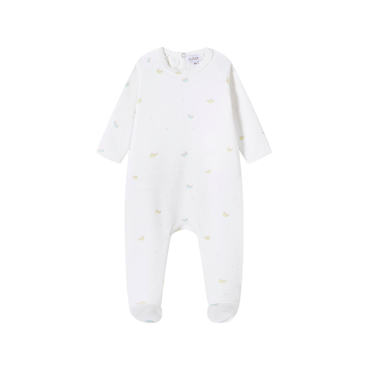 Cupcake Print Footie/Hat - Blue