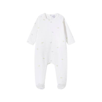 Cupcake Print Footie/Hat - Blue