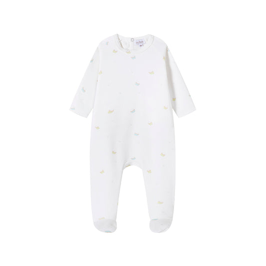 Cupcake Print Footie/Hat - Blue