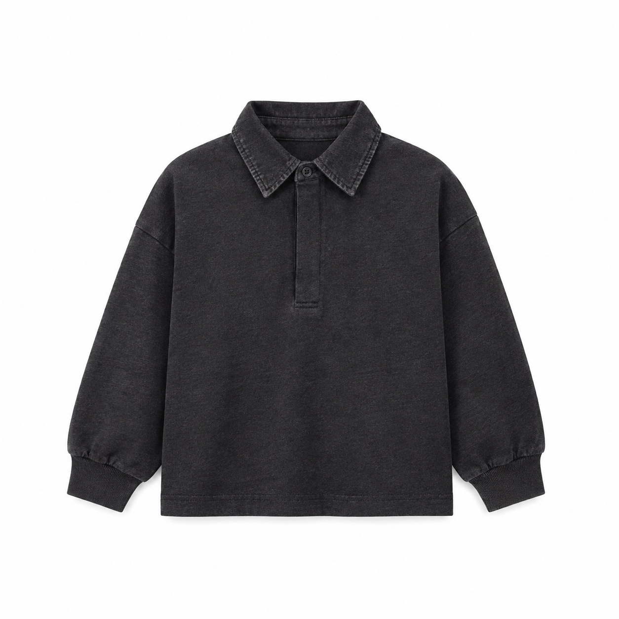 Denim Collar Polo - Grey