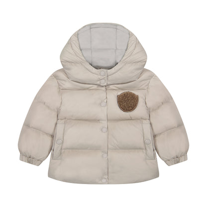 Baby Jacket with Furry Patch - Stone